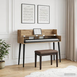 Vidaxl studiobureau artisanaal eiken 130 x 40 x 19,5 cm bewerkt hout