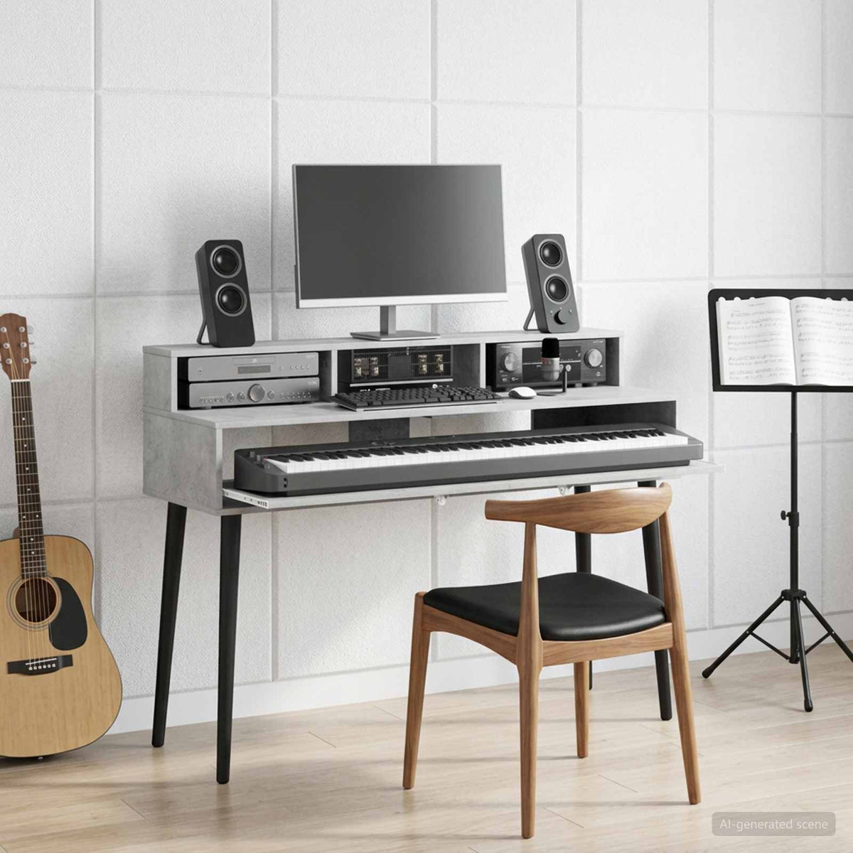 Vidaxl studiobureau betongrijs 152 x 42,5 x 36 cm bewerkt hout