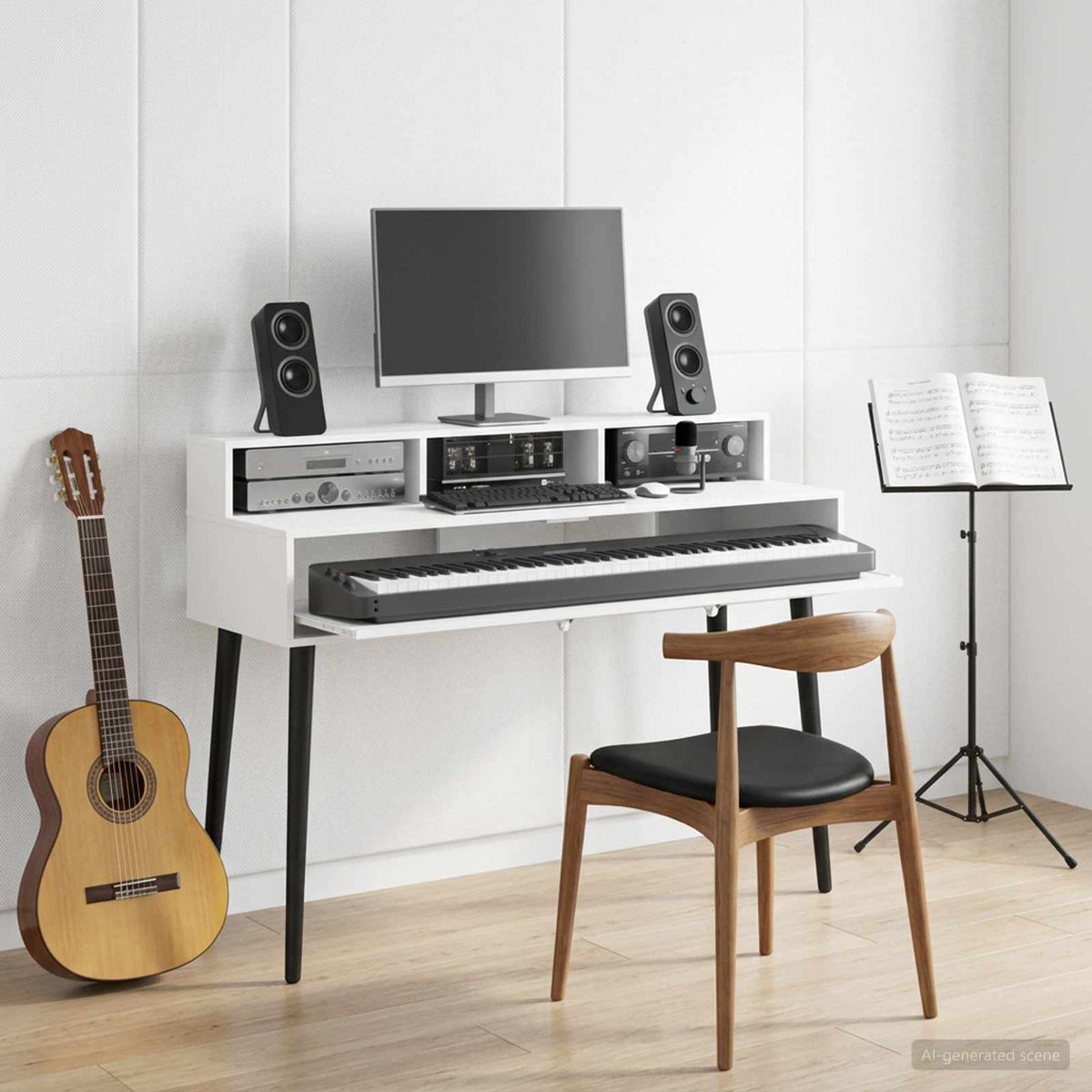 Vidaxl studiobureau wit 130 x 42,5 x 36 cm bewerkt hout
