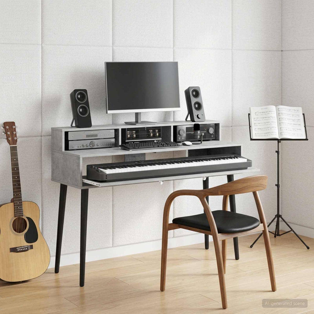 Vidaxl studiobureau betongrijs 130 x 42,5 x 36 cm bewerkt hout