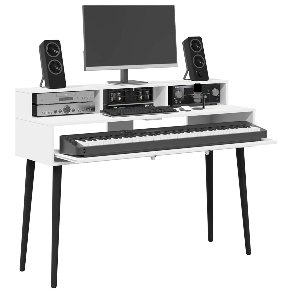 Vidaxl studiobureau wit 110 x 42,5 x 36 cm bewerkt hout