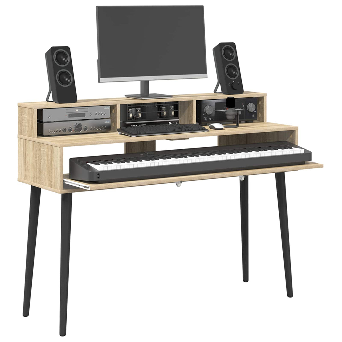 Vidaxl studiobureau sonoma eiken 110 x 42,5 x 36 cm bewerkt hout