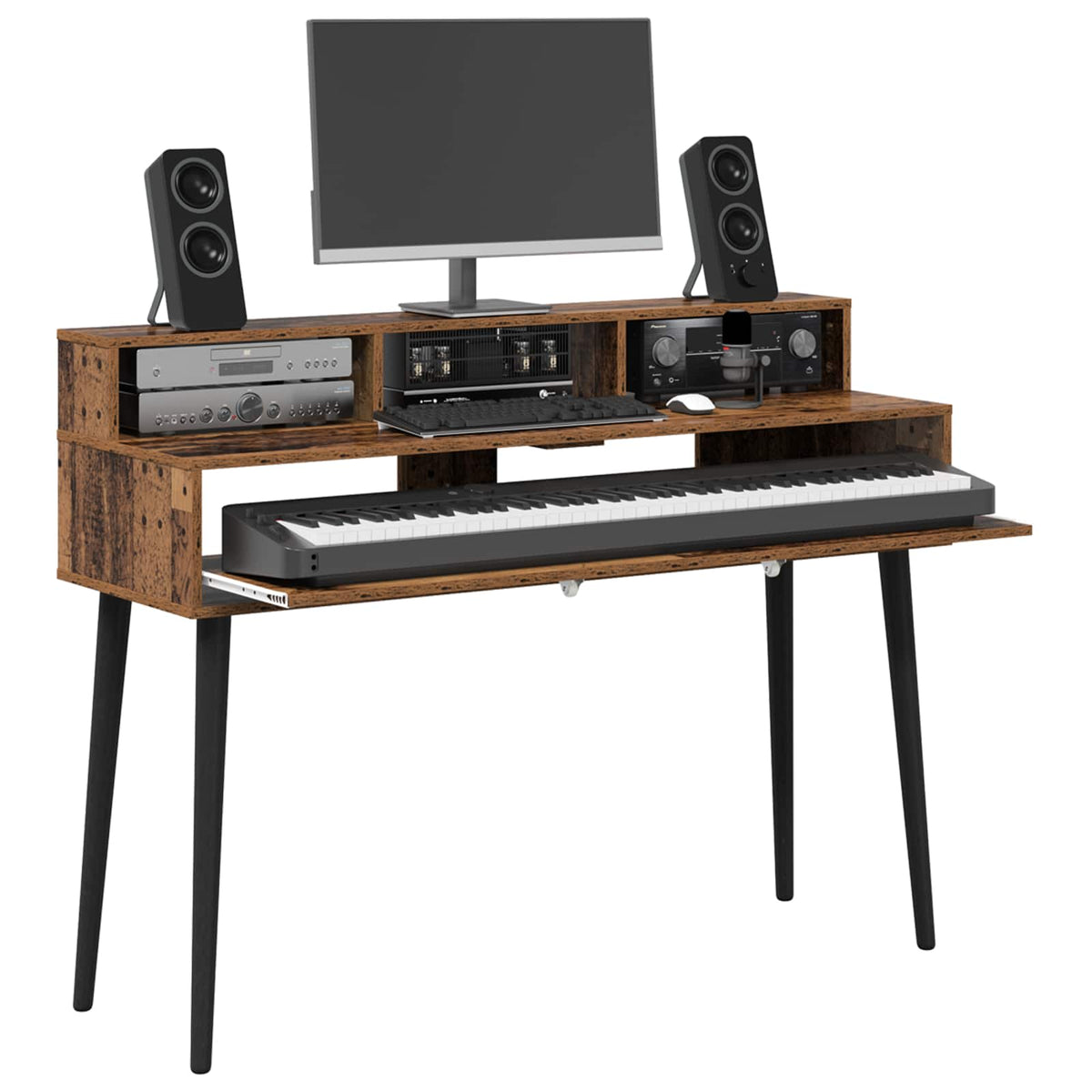 Vidaxl studiobureau oud hout 110 x 42,5 x 36 cm bewerkt hout