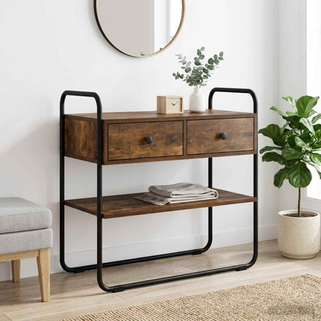 Vidaxl consoletafel gerookt eiken 80 x 40 x 75 cm bewerkt hout