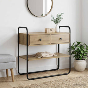 Vidaxl consoletafel artisanaal eiken 80 x 40 x 75 cm bewerkt hout