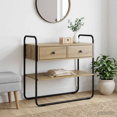 Vidaxl consoletafel artisanaal eiken 80 x 40 x 75 cm bewerkt hout