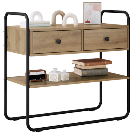 Vidaxl consoletafel artisanaal eiken 80 x 40 x 75 cm bewerkt hout