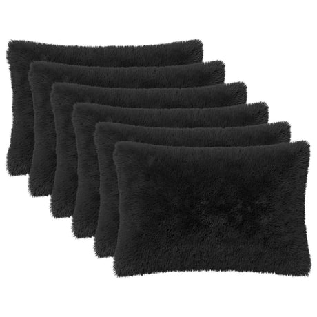 Vidaxl kussensloop 6 pcs heerlen zwart 30 x 50 cm pv fleece
