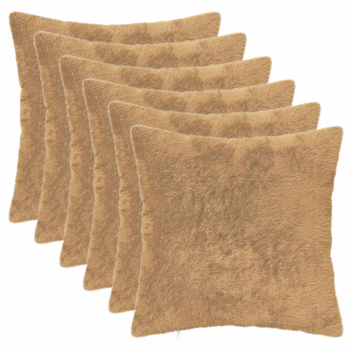 Vidaxl kussensloop 6 st heerlen taupe 40 x 40 cm nep konijnenbont