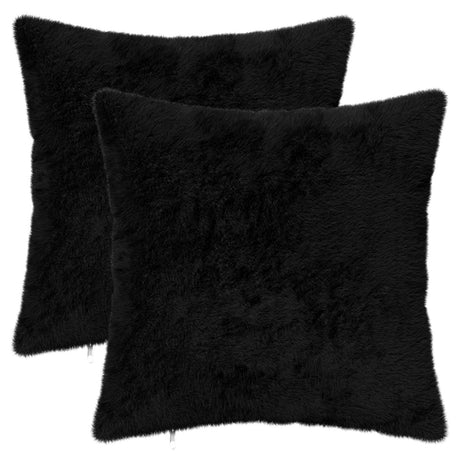 Vidaxl kussensloop 2 st heerlen zwart 40 x 40 cm nep konijnenbont