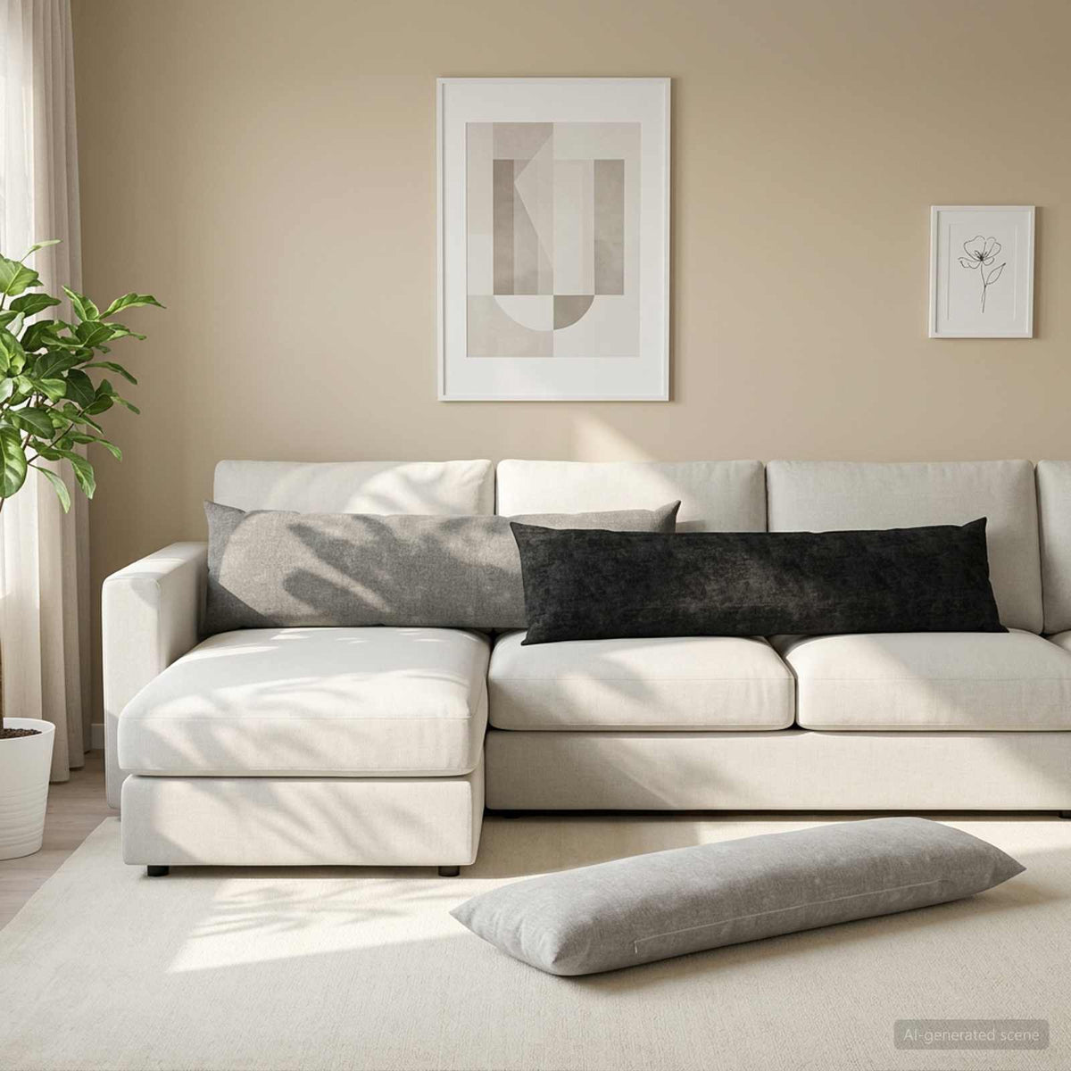 Vidaxl kussensloop 2 st heerlen antraciet 40 x 145 cm chenille stof