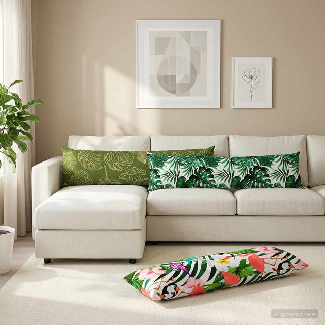 Vidaxl kussen met kussen heerlen bladpatroon 40 x 145 cm polyester