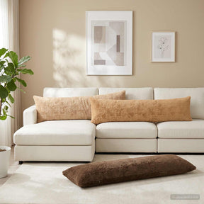 Vidaxl kussensloop heerlen crèmekleurig 40 x 145 cm nep konijnenbont