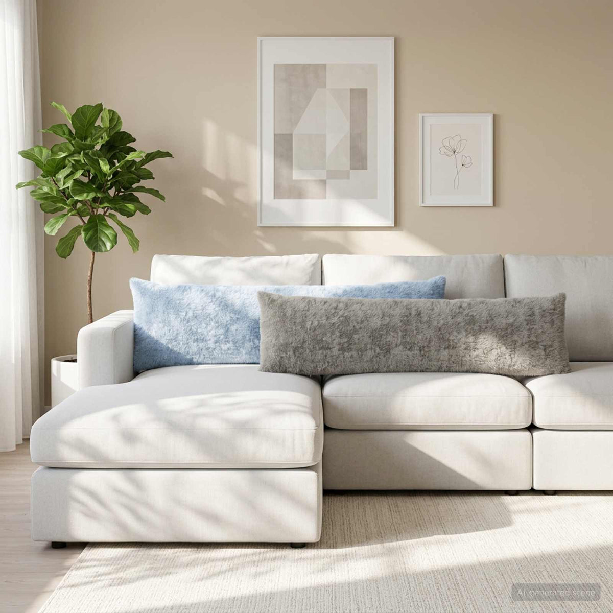Vidaxl kussensloop heerlen lichtblauw 40 x 145 cm nep konijnenbont