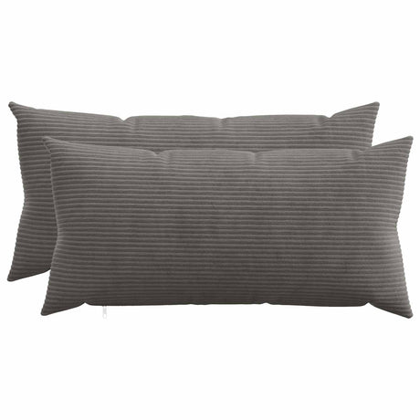 Vidaxl kussensloop 2 pcs heerlen donkergrijs 40 x 70 cm corduroy