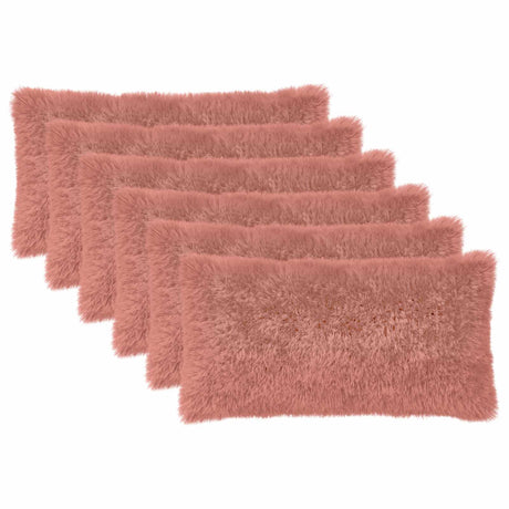 Vidaxl kussensloop 6 pcs heerlen roze 40 x 80 cm pv fleece