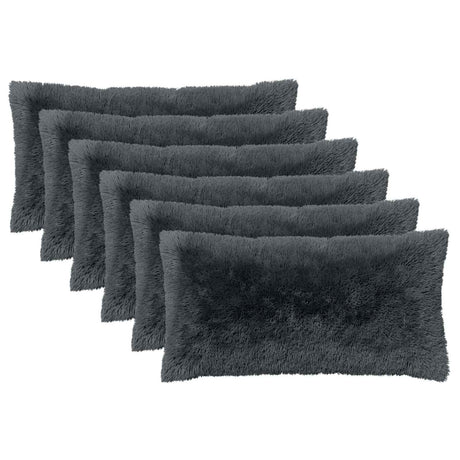 Vidaxl kussensloop 6 pcs heerlen antracietkleurig 40 x 80 cm pv fleece