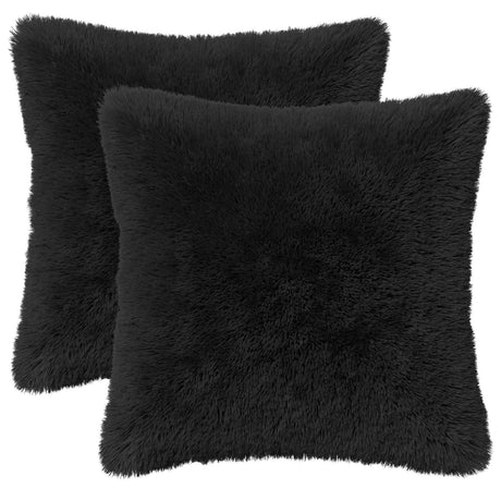 Vidaxl kussensloop 2 pcs heerlen zwart 45 x 45 cm pv fleece