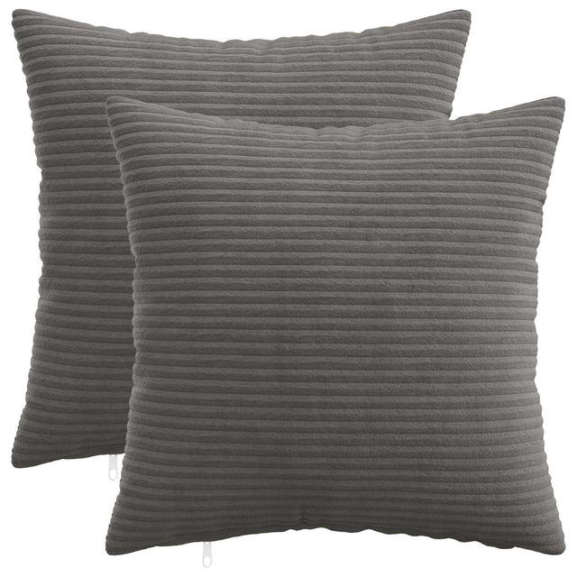 Vidaxl kussensloop 2 pcs heerlen donkergrijs 50 x 50 cm corduroy
