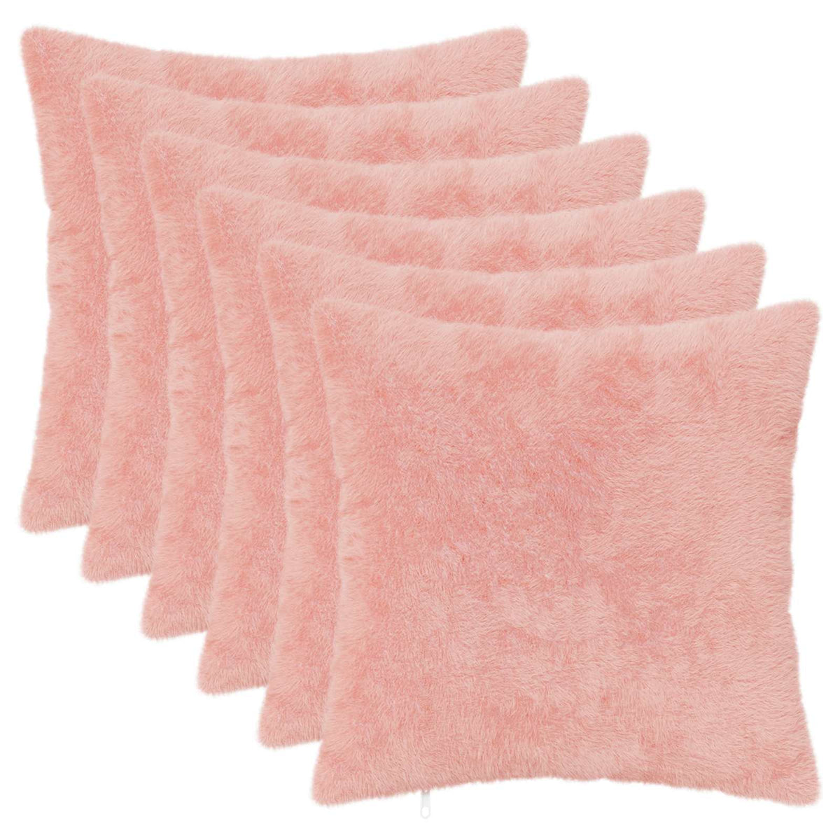 Vidaxl kussensloop 6 st heerlen roze 50 x 50 cm nep konijnenbont