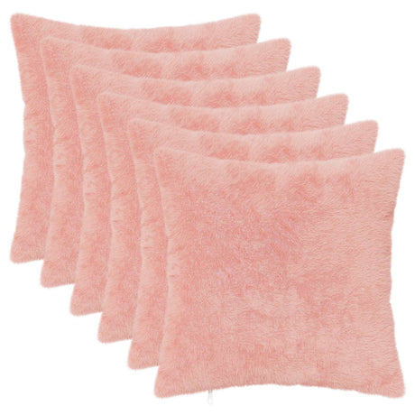 Vidaxl kussensloop 6 st heerlen roze 50 x 50 cm nep konijnenbont
