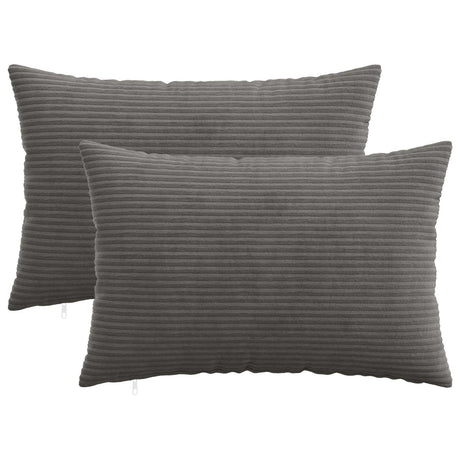 Vidaxl kussensloop 2 pcs heerlen donkergrijs 50 x 75 cm corduroy
