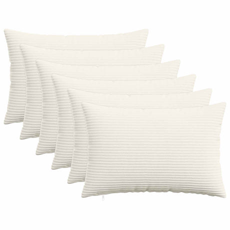 Vidaxl kussensloop 6 pcs heerlen crèmekleurig 50 x 75 cm corduroy