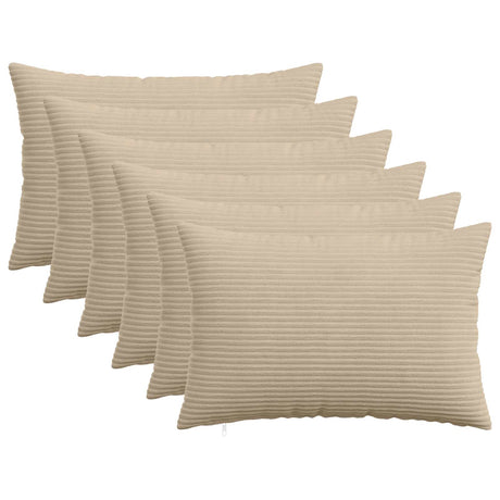 Vidaxl kussensloop 6 pcs heerlen taupe 50 x 75 cm corduroy