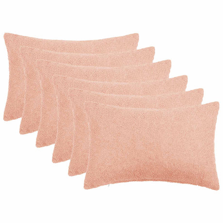 Vidaxl kussensloop 6 pcs heerlen roze 50 x 75 cm bouclé