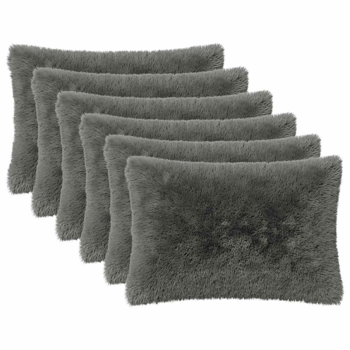 Vidaxl kussensloop 6 pcs heerlen lichtgrijs 50 x 75 cm pv fleece