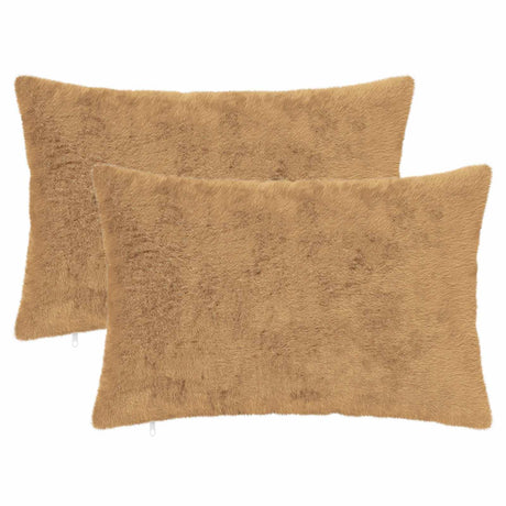 Vidaxl kussensloop 2 st heerlen taupe 50 x 75 cm nep konijnenbont