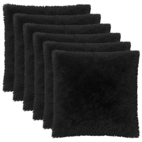 Vidaxl kussensloop 6 pcs heerlen zwart 60 x 60 cm pv fleece