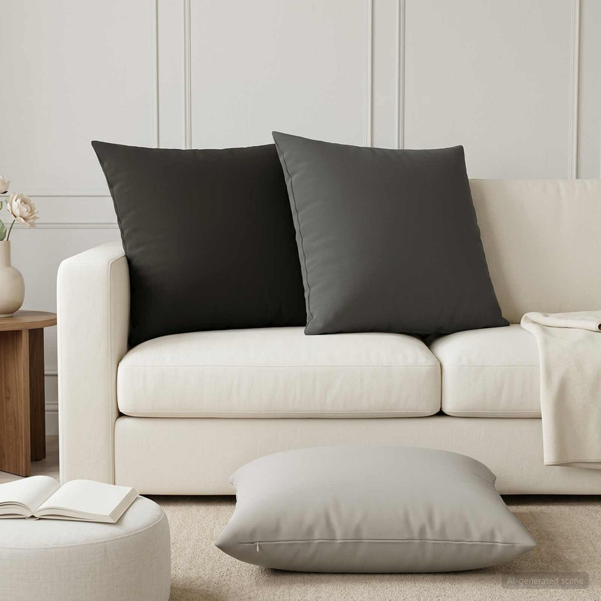 Vidaxl kussensloop 2 pcs heerlen antraciet 65 x 65 cm polyester