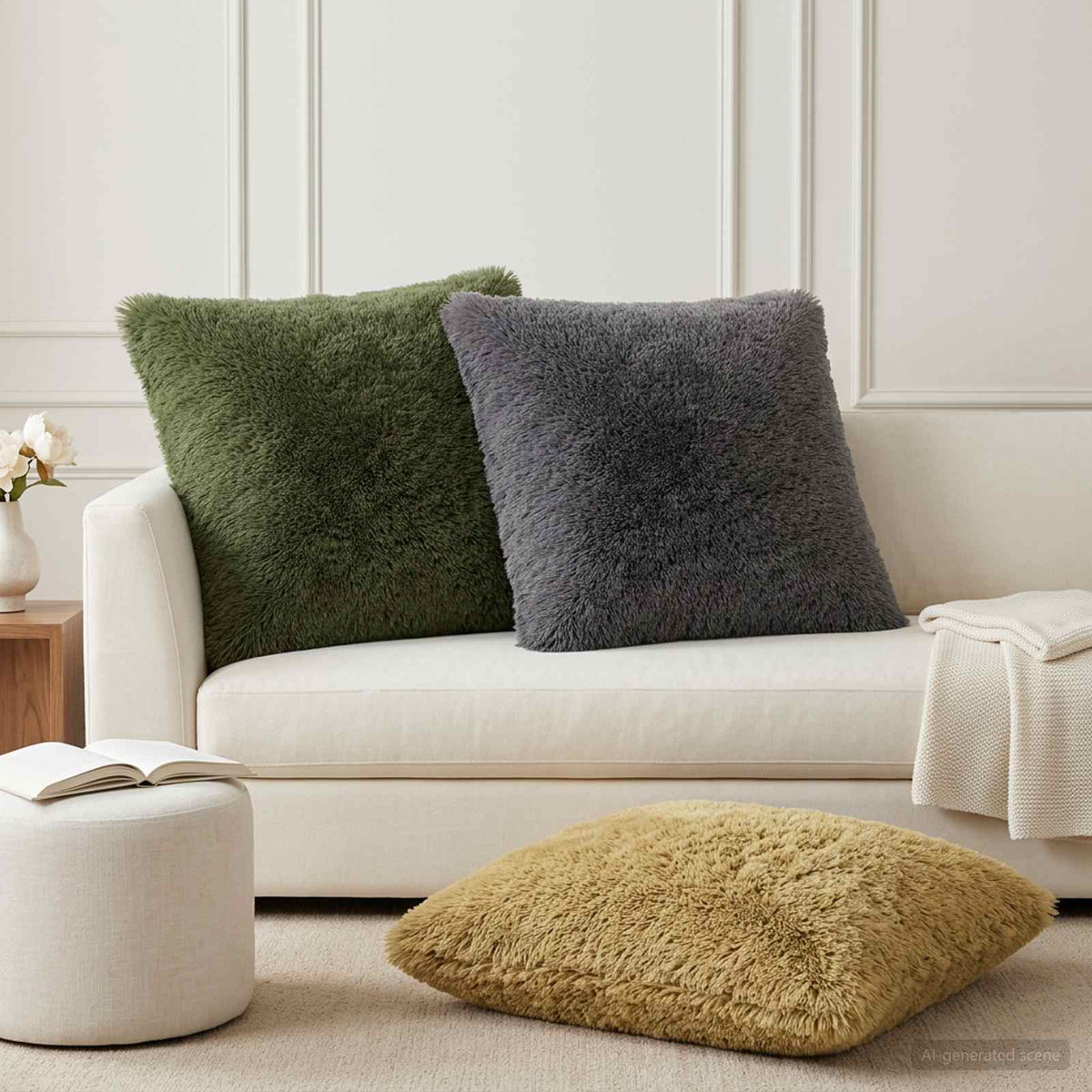 Vidaxl kussensloop 2 pcs heerlen groen 65 x 65 cm pv fleece
