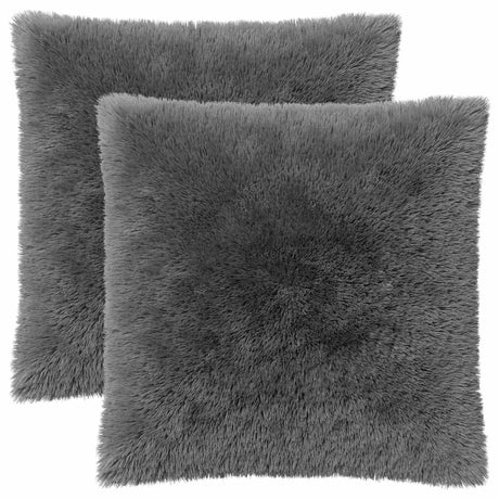Vidaxl kussensloop 2 pcs heerlen lichtgrijs 65 x 65 cm pv fleece