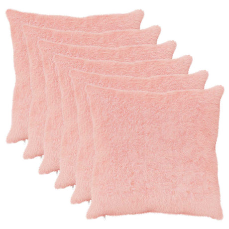Vidaxl kussensloop 6 st heerlen roze 70 x 70 cm nep konijnenbont