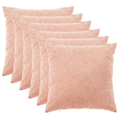 Vidaxl kussensloop 6 pcs heerlen roze 80 x 80 cm bouclé