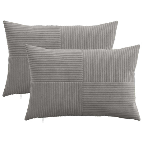 Vidaxl kussensloop 2 pcs almelo lichtgrijs 30 x 50 cm corduroy