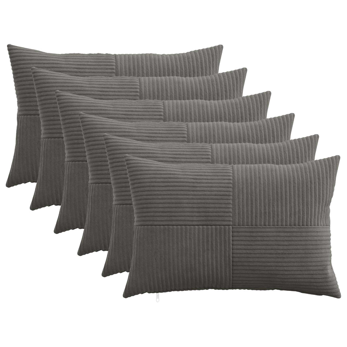 Vidaxl kussensloop 6 pcs almelo donkergrijs 30 x 50 cm corduroy