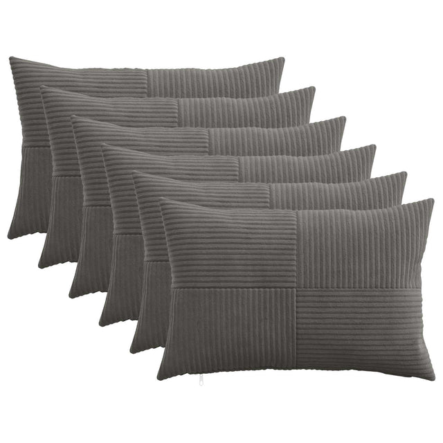 Vidaxl kussensloop 6 pcs almelo donkergrijs 30 x 50 cm corduroy