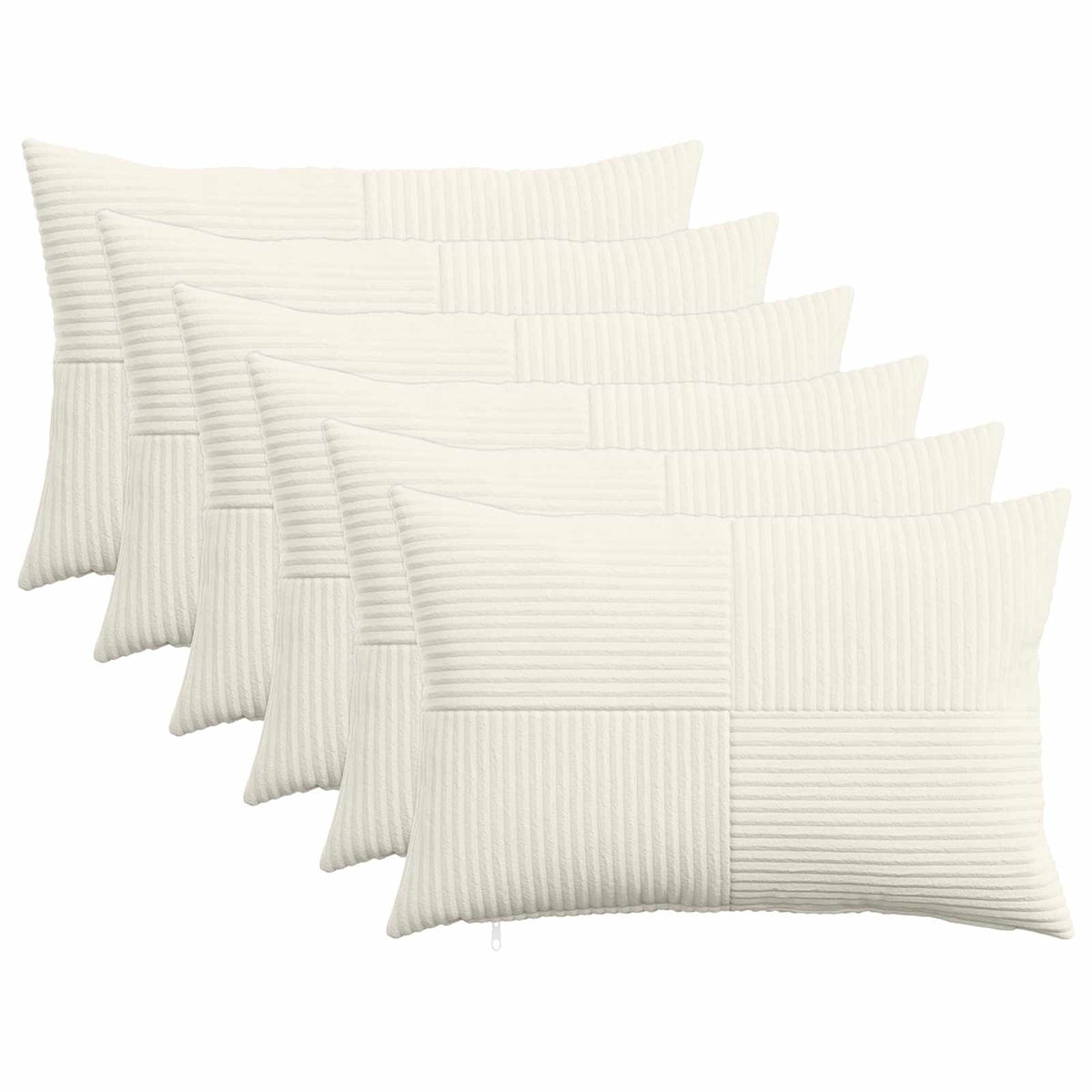 Vidaxl kussensloop 6 pcs almelo crèmekleurig 30 x 50 cm corduroy