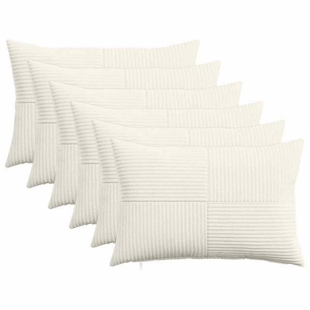 Vidaxl kussensloop 6 pcs almelo crèmekleurig 30 x 50 cm corduroy