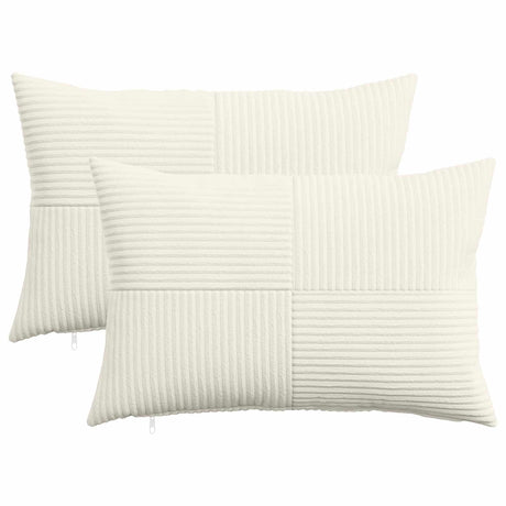 Vidaxl kussensloop 2 pcs almelo crèmekleurig 40 x 60 cm corduroy