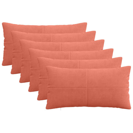 Vidaxl kussensloop 6 pcs almelo rood-oranje 40 x 70 cm corduroy