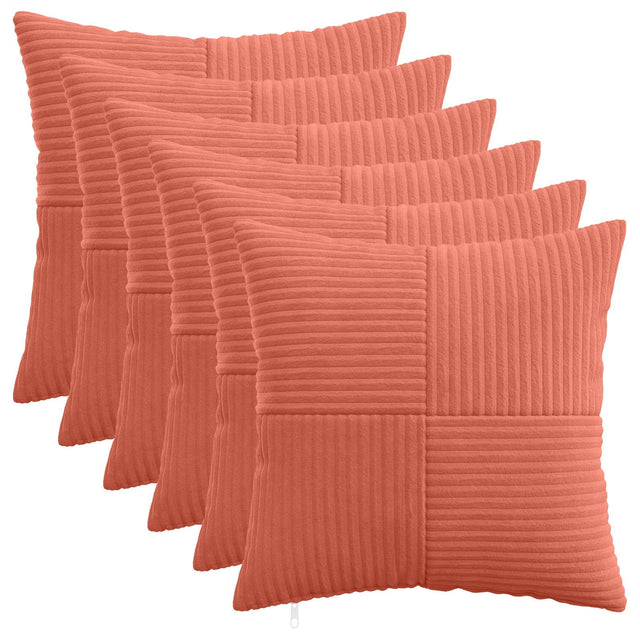 Vidaxl kussensloop 6 pcs almelo rood-oranje 45 x 45 cm corduroy