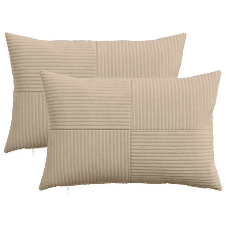 Vidaxl kussensloop 2 pcs almelo taupe 50 x 75 cm corduroy