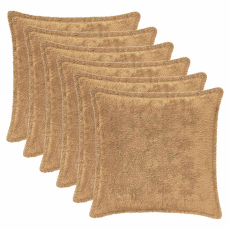 Vidaxl kussensloop 6 st houten taupe 30 x 30 cm nep konijnenbont