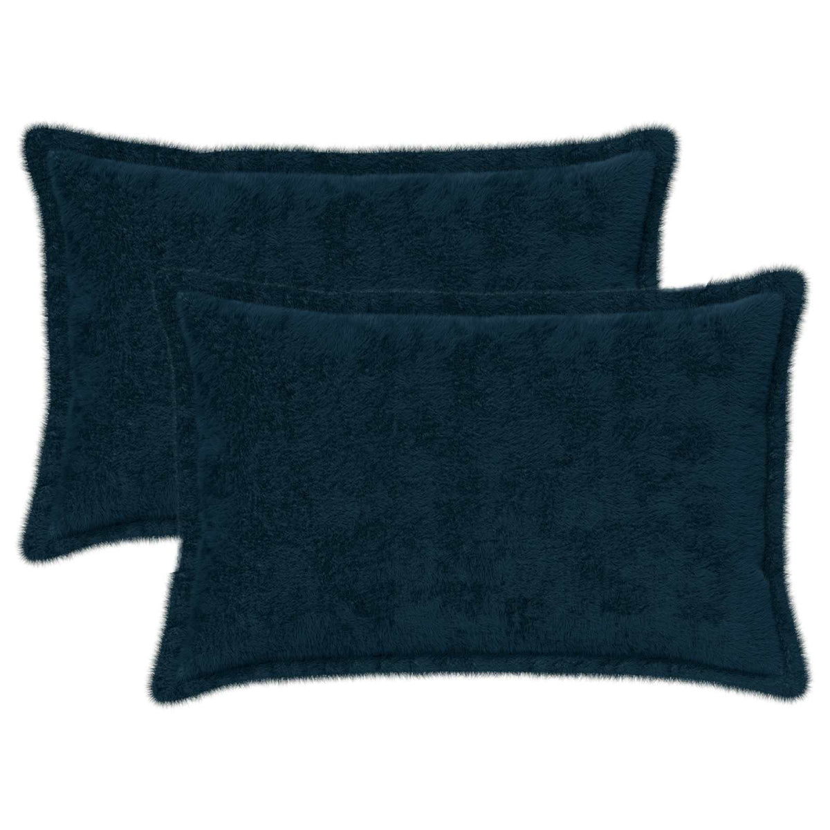 Vidaxl kussensloop 2 st houten marineblauw 30 x 50 cm nep konijnenbont