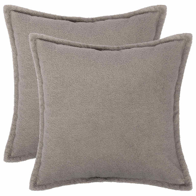 Vidaxl kussensloop 2 pcs houten lichtgrijs 35 x 35 cm bouclé