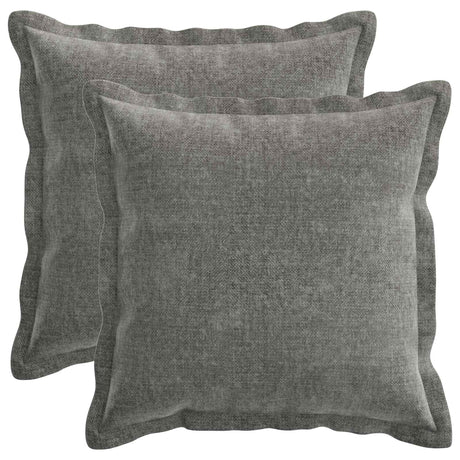 Vidaxl kussensloop 2 st houten donkergrijs 35 x 35 cm chenille stof